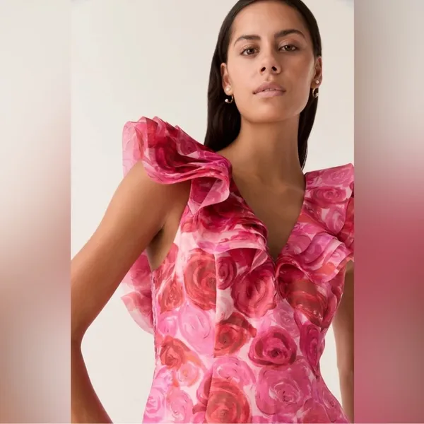 Aje Enchanted Floral Plunge Midi Dress AU4/US0 - Image 4