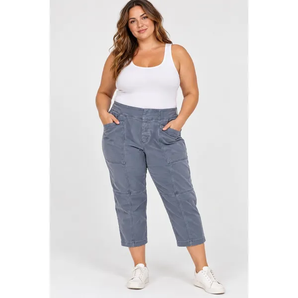 Spanx Womens Cargo Pants 3X Blue Stretch Twill Cropped Tummy Control 20399Q - Image 2