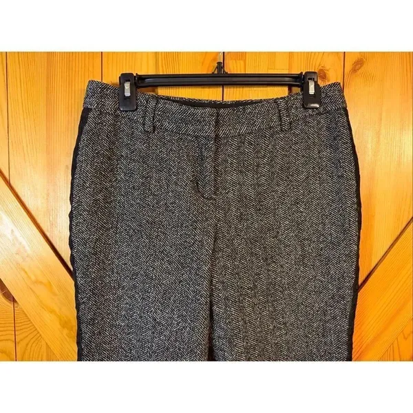 Express Editor Grey Herringbone Wool Blend Straight Leg Pants Size 6R (6678) - Image 2