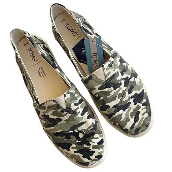 NWT Toms Alpargata Cupsole Olive Camouflage Slip On Sneaker Flats Size 10 - Image 2