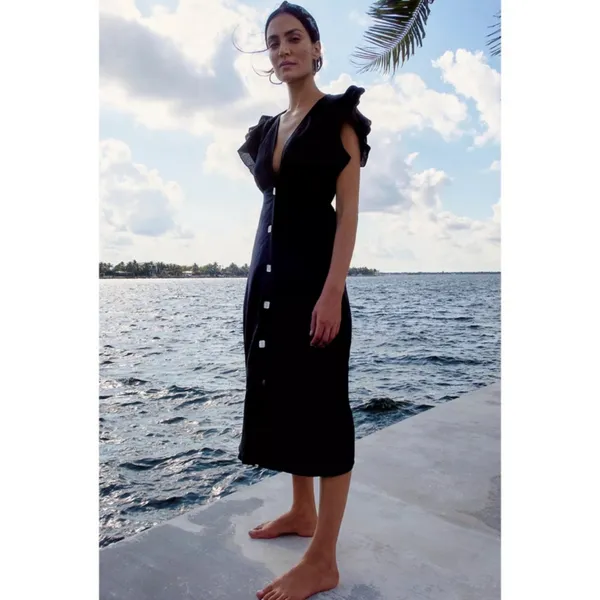 CHARLIE HOLIDAY Ruffled Cover-Up Midi Dress - Image 4
