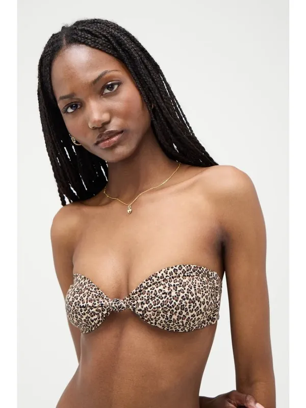Frankies Bikinis Crescent Bandeau Bikini Top in Baby Leopard Small Womens Swim - Image 10