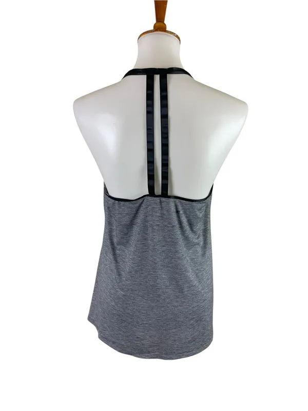 Athleta M Gray Heather Strappy Back Tank Top Side Slit Athletic - Image 3