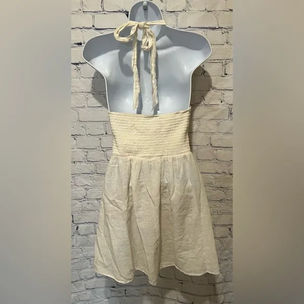 American Eagle Women's Backless Halter Cream Cotton Sundress Dress size XS - Image 2