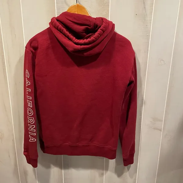 Cute burgundy Hollister Los Angeles CA appliqué fuzzy letters hoodie sweatshirt - Image 10