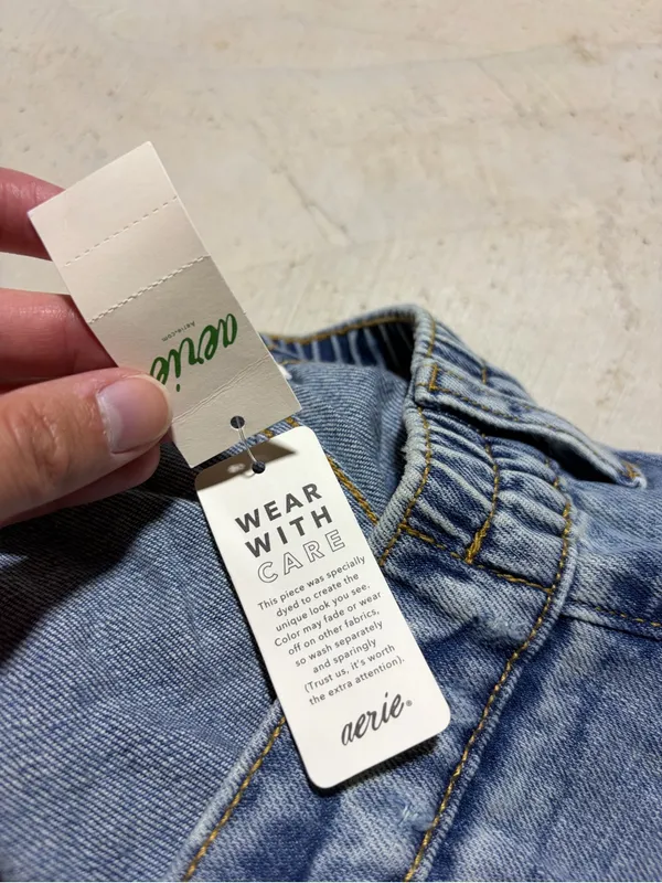 Aerie NWT Distressed Light Blue Denim Shorts XXS MSRP$59 - Image 9