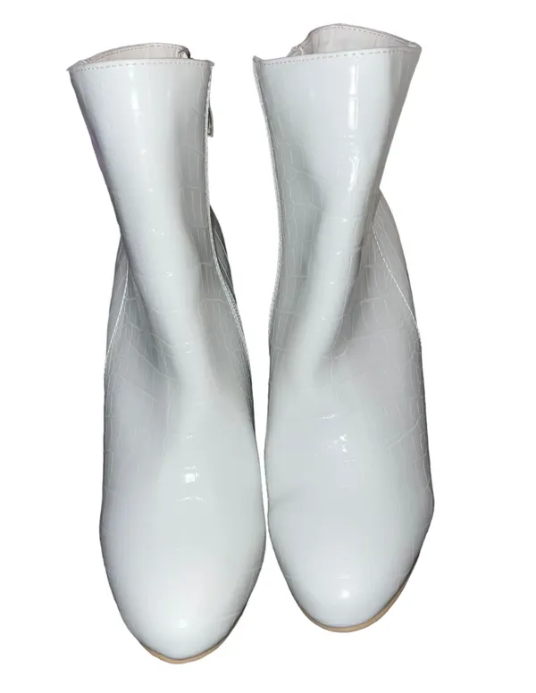 PrettyLittleThing White Croc Bethati Ankle Boots - Image 6