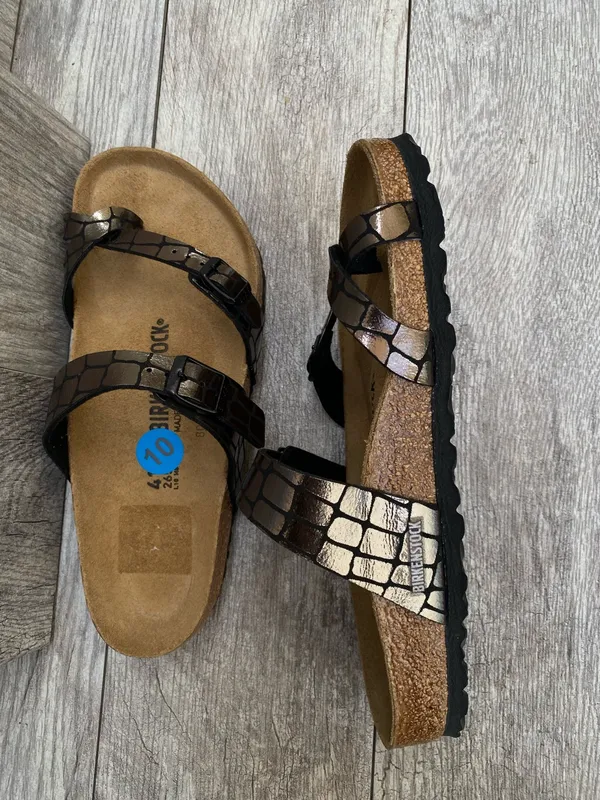 Birkenstock Women's Mayari Microfiber Gator Gleam Black Sandals EU-41 US-10 - Image 2