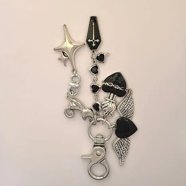 Angel Wings Cross Star Keychain Charm for Men Women Car Keychain Key Ring Bag Charm Couple Gifts - Image 3