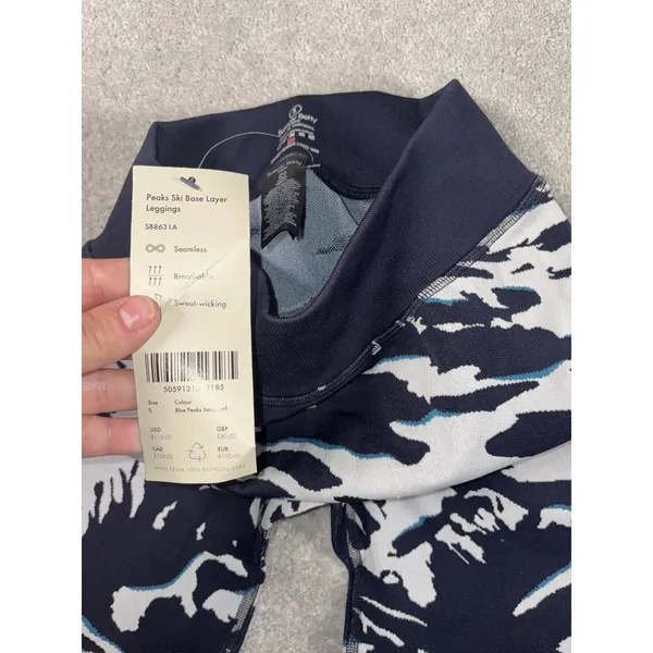 sweaty betty peaks ski base‎ layer leggings blue peaks jacquard Size 6/s NWT - Image 6