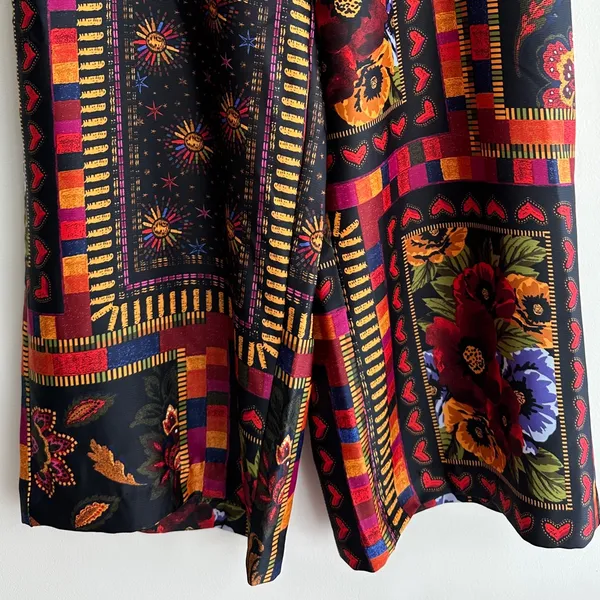 Joie Floral and Sun Graphic Silky Culotte Pants, Multicolored, Size Large - Image 3