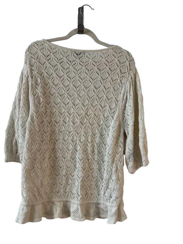 Ann Taylor Pointelle Crochet Square Neck Sweater Top XXL - Image 4