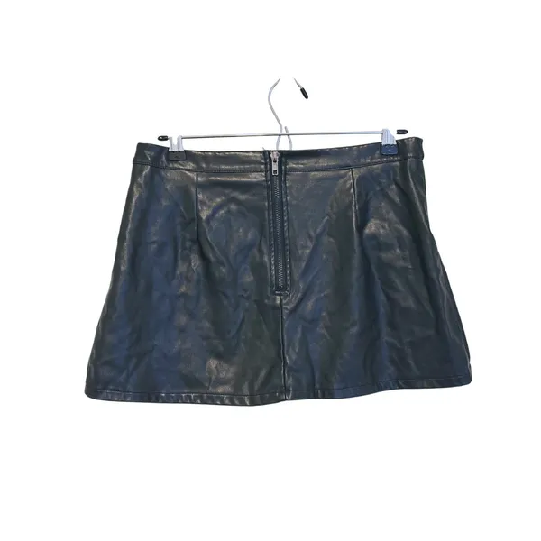 Hot & Delicious VTG Y2K Rhinestone Vegan Leather Micro Mini Skirt Pleated Large Black 90s Retro - Image 3
