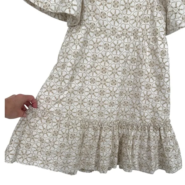 Anthropologie Maeve Smocked Tunic Floral‎ Embroidered Mini Dress Ivory Size XXS - Image 11