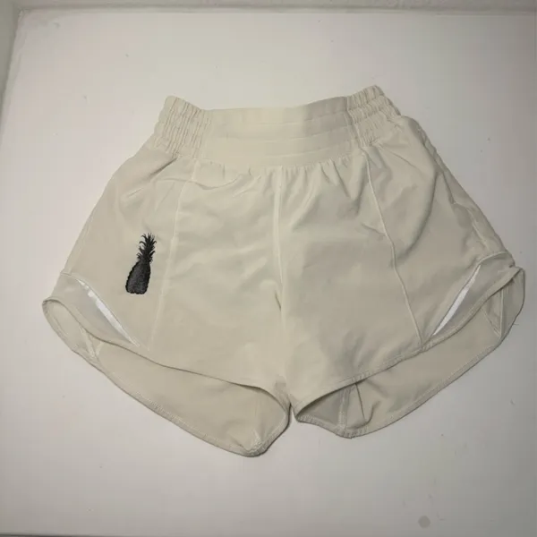 Lululemon Hotty Hot Hawaii Exclusive Pineapple Off White Lined Short 4" Inseam 2 - Image 2