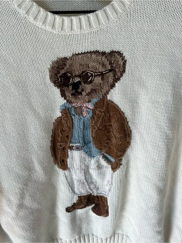 Ralph Lauren Polo Bear Cotton Crewneck Sweater in Parchment Cream - Image 6