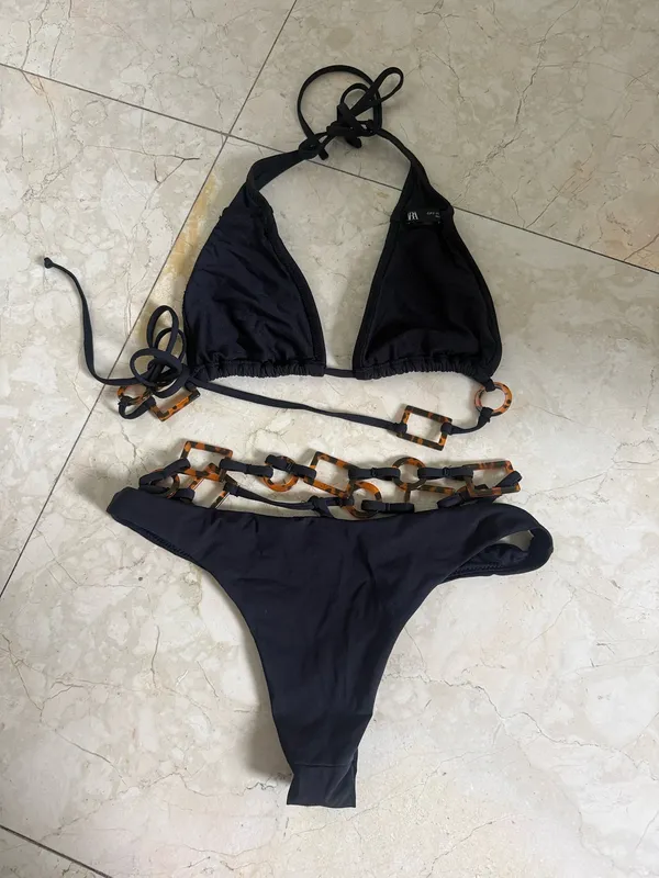 Zara Black Bikini Tortoise Shell Accents - Image 2