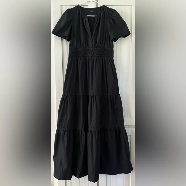 Quince 100% Organic Cotton Poplin Tiered Maxi Dress size small - Image 4