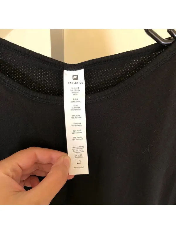 Fabletics NWT Women's Black Mesh Athletic Shirt Size L - Image 2