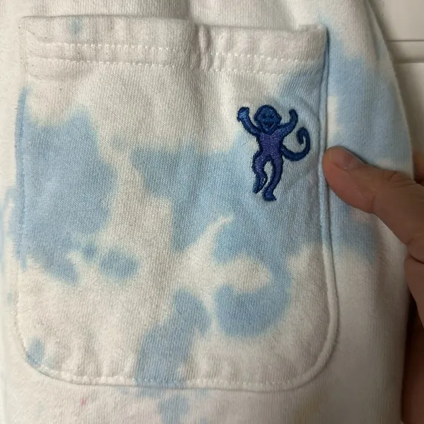 Roller Rabbit Blue Monkey Tie Dye White and Blue Sweatpants Size Medium - Image 7