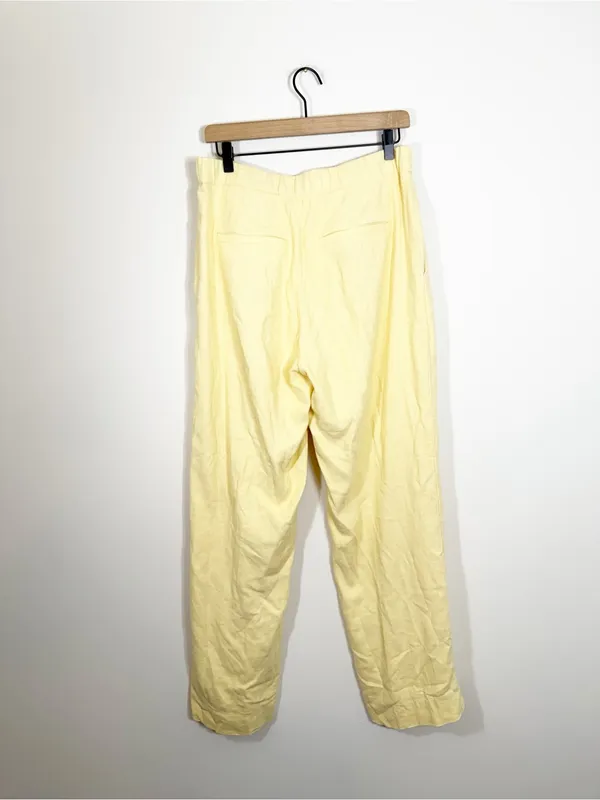 Abercrombie Buttercream Yellow Linen Blend Wide Leg Trouser Pants Size 8/29 - Image 3