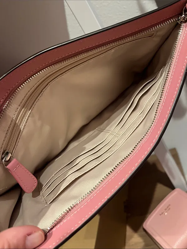 Coach Metallic Woven Leather Clutch Pink & Rose Gold - Image 7