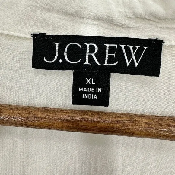 J. Crew Womens XL White Viscose Collared‎ 3/4 Sleeve Top Blouse - Image 4
