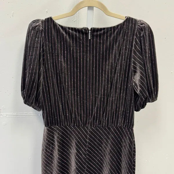 Karl Lagerfeld Paris Velvet Pinstripe Rhinestone Midi Maxi Dress Brown 8 Holiday - Image 8