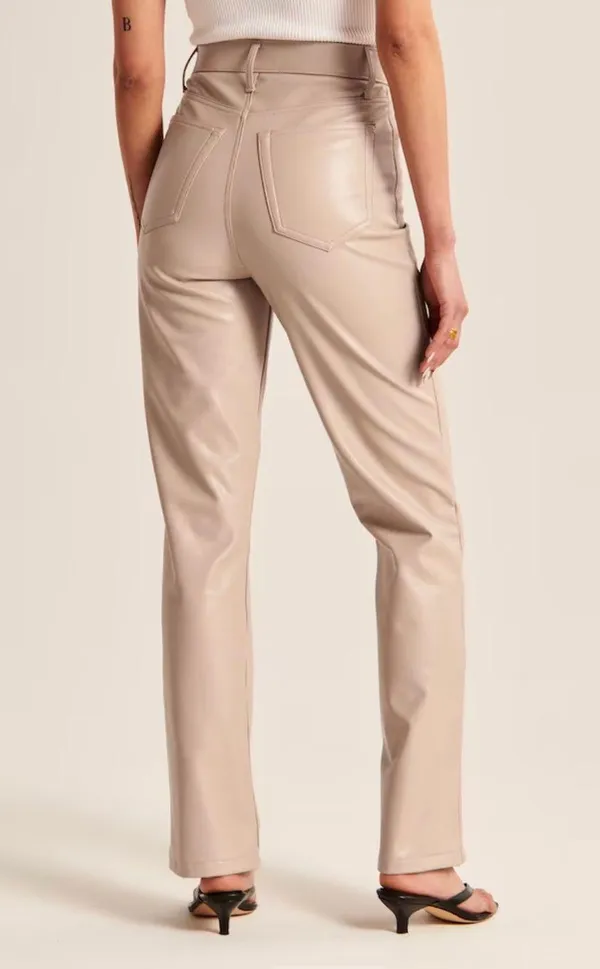 Abercrombie Taupe Leather Pants - Image 2