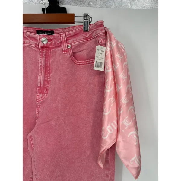 Juicy Couture Jeans Women 29 Pink Calypso Coral Venice Scarf Y2K Denim - Image 10