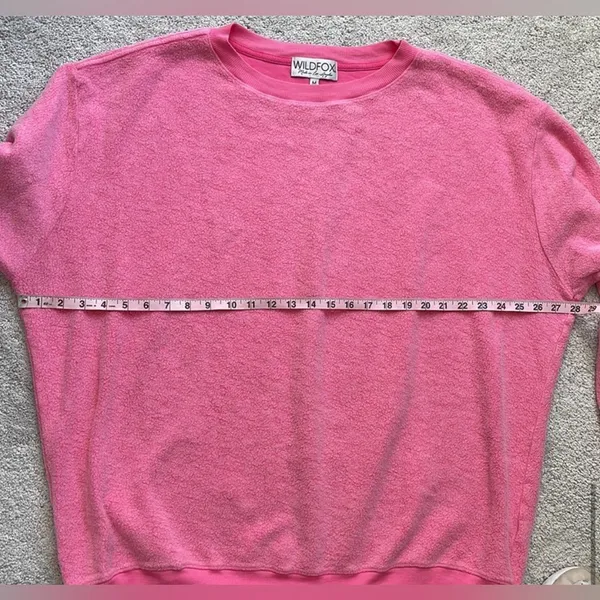 Wildfox Oversized Heathered Hot Pink Fleece SweatshirtCrewneck Ribbed Hem/ Cuffs - Image 6