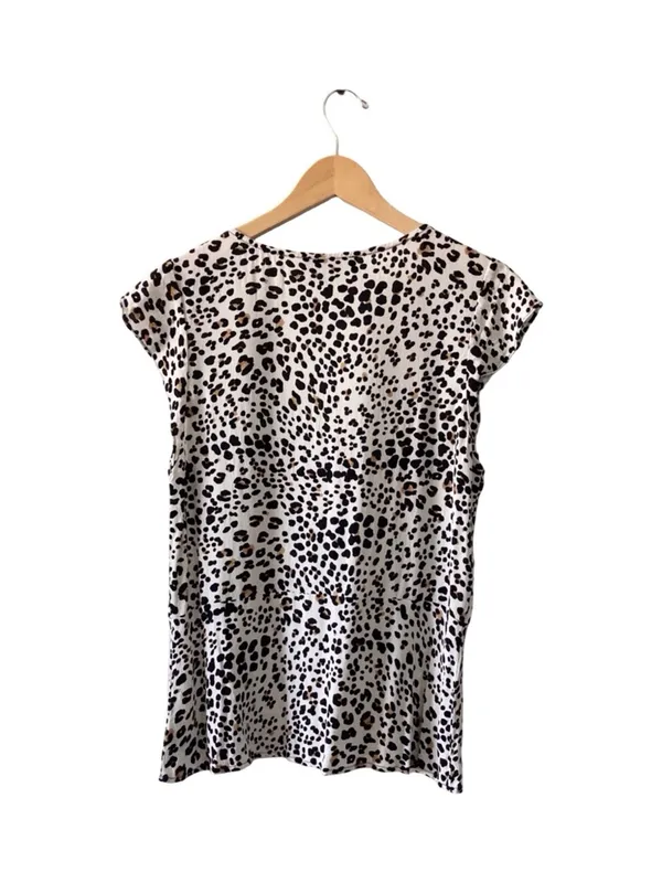 Sanctuary Black & White Leopard-Spot V-Neck Cap Sleeve Top - Image 6