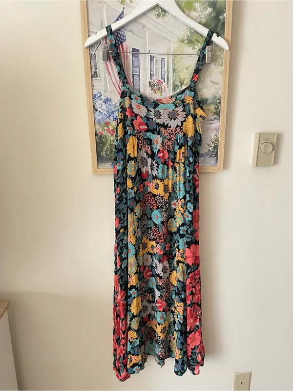 Natural Life Sidney Colorful Floral Boho Crinkle Maxi Dress Size Small - Image 6