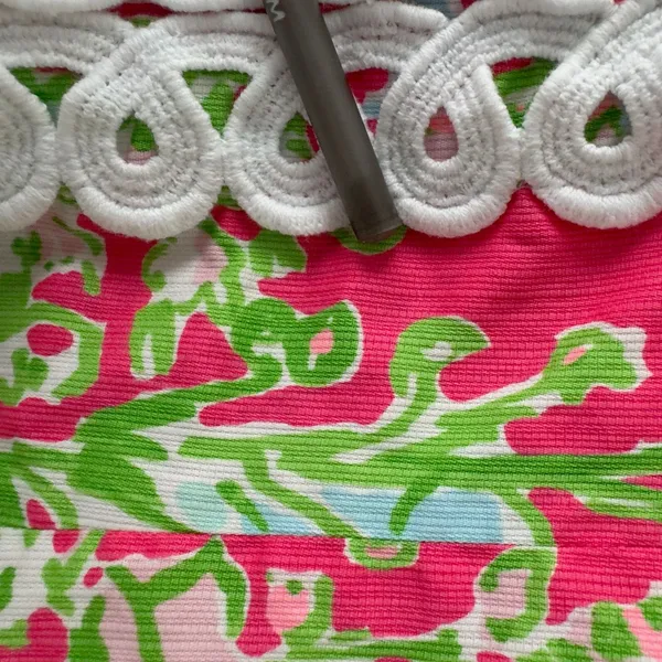 Lilly Pulitzer Cathy Shift Dress Flamingo Pink Southern Charm 0 Lace 100% Cotton - Image 4
