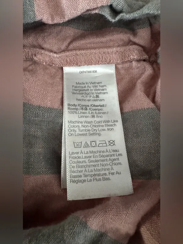 Madewell 100% Linen Resort Shirt in Springy Stripe Size Small - Image 7