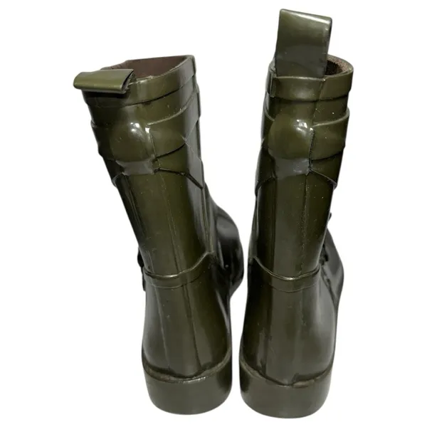 Coach Women’s Size 9 Fatigue Army Green Lester Shiny Rubber Rain Water Boots - Image 6
