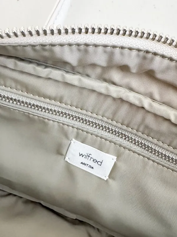 Wilfred Aritzia Lina Bag Ivory Matte Pearl Satin Bowler Zip Handbag 90s Coquette - Image 9