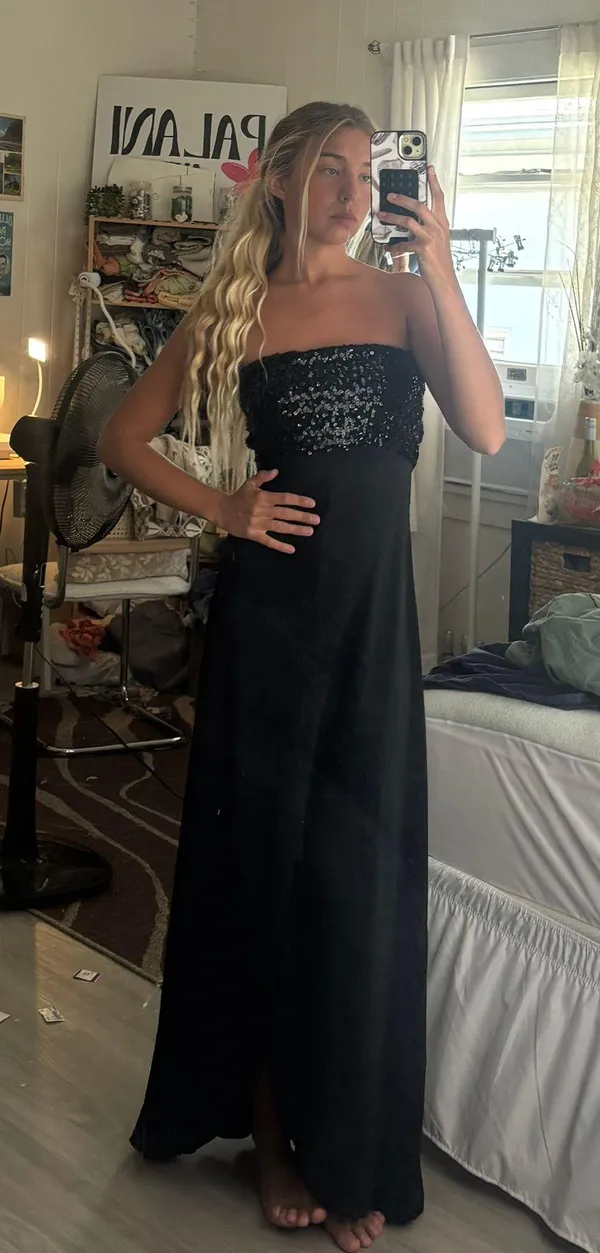 Black Tie Black Sequin Dress - Image 3