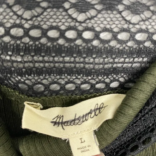 Madewell Camisole Women Large Green Ribbed Lace Trim Spaghetti Strap NY280 NEW - Image 6