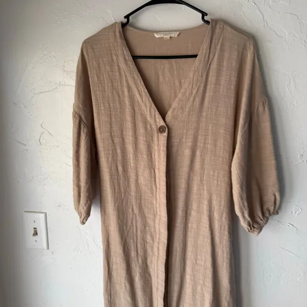 Grade & Gather Small Beige Cottage Belted Midi Dress Cotton Minimalist Prarie‎ - Image 3