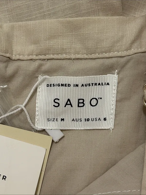 Sabo Skirt Oana Layered Button Front Dress NWT Size Medium, USA 6 Cotton Neutral - Image 9