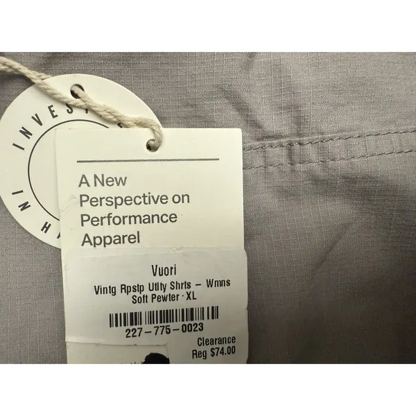 Vuori Womens Soft Pewter Vintage Ripstop Utility Shorts 4 Pockets Sz XL New - Image 3