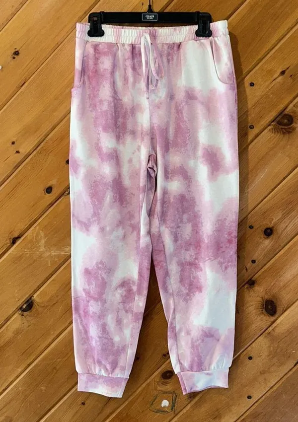 Pink white tie dye matching jogger sweatsuit outfit - Image 8