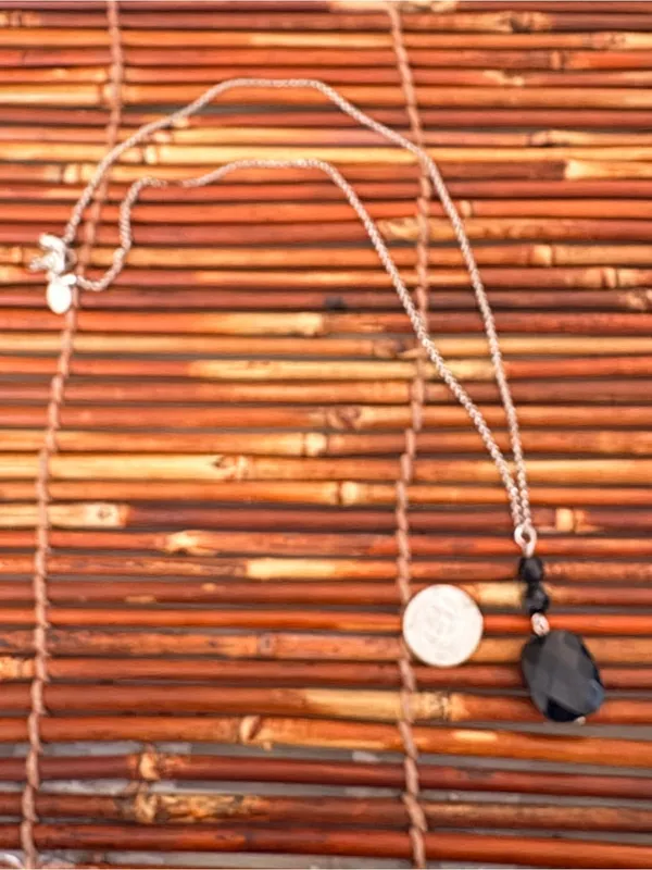 Origami Owl Black Faceted Drop Pendant on Silver-Tone Chain 24”-26” - Image 4