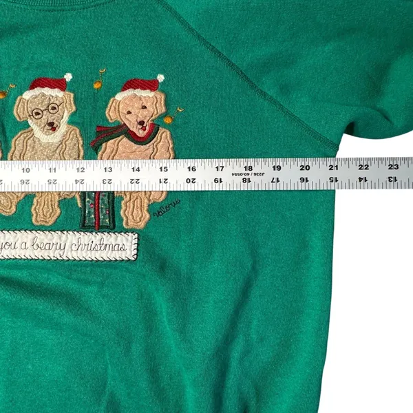 Valerie Sockwell Folk‎ Art Christmas Green Shirt Womens Large Bears 90s Vintage - Image 6