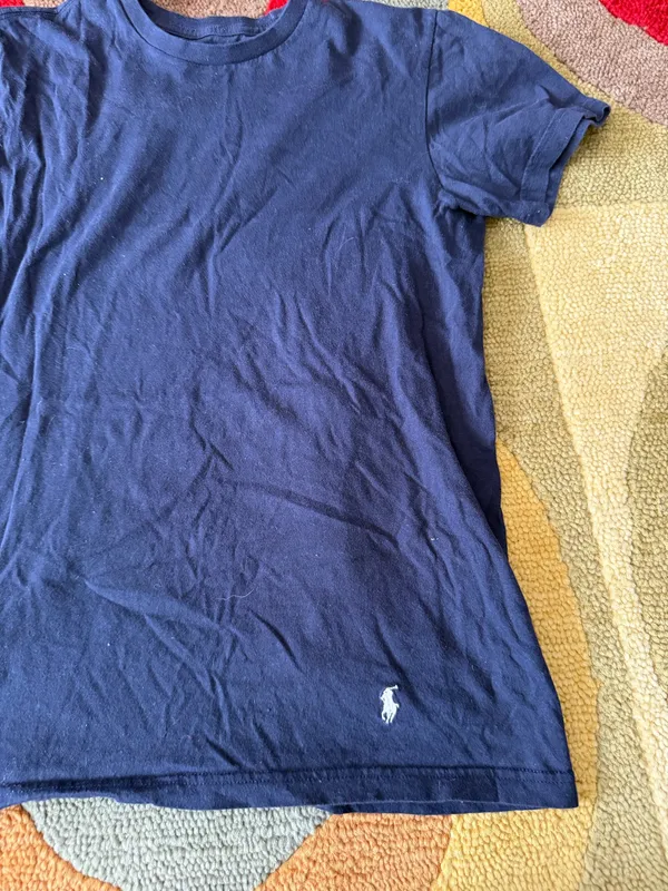 Polo Ralph Lauren Navy Blue White Logo Short Sleeve Basic Tee Unisex Size Small - Image 2