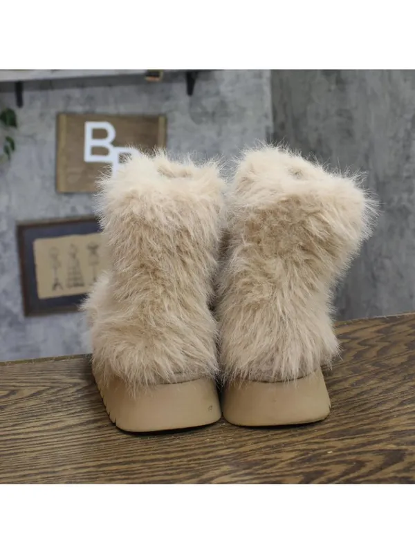 A New Day Faux Fur Platform Booties Fuzzy Brown 7M - Image 4