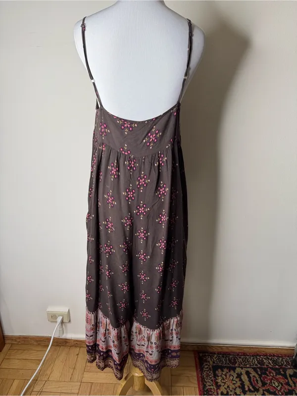 Natural Life Bohemian Brown and Pink Floral Wide Leg Romper - Image 6