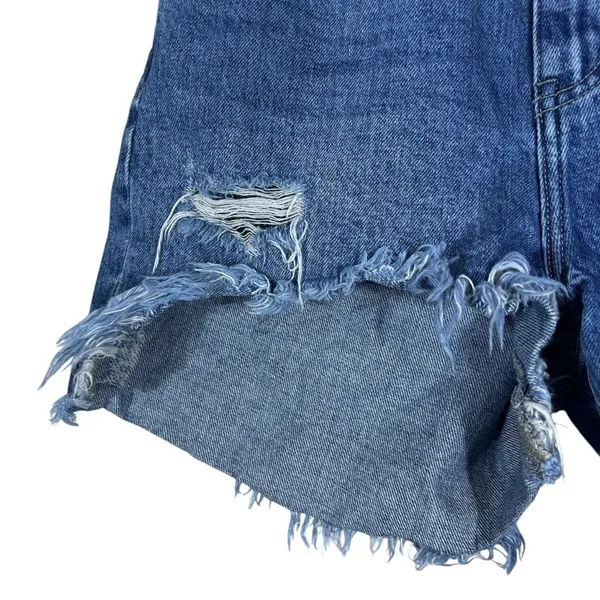 One Teaspoon Legend Distressed Frayed Denim Shorts Blue Boho Edgy Size 22 - Image 5