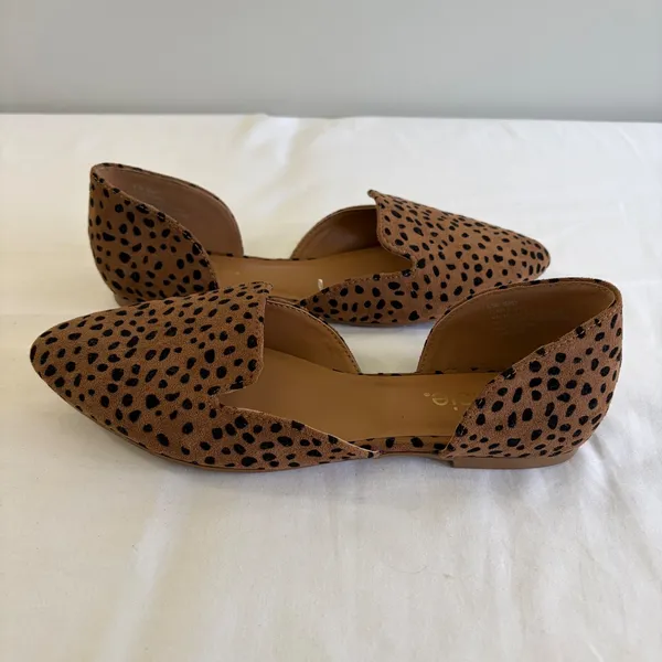 Kensie Gaby Leopard Cheetah Print‎ d'Orsay Pointed Toe Flats Tan Black 6.5M - Image 5